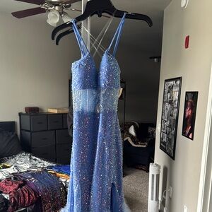 Sparkling Blue Gown with Straps